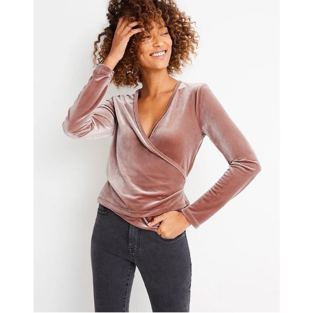 MADEWELL Blush Velvet Ballet Wrap Top Size Medium EUC